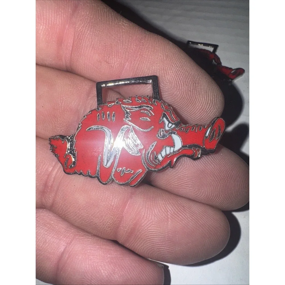 2pc Arkansas Razorbacks Watch Fob Key Chain Necklace Pendant Charm